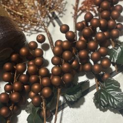 Christmas Brown Poinsettias And Cherries 