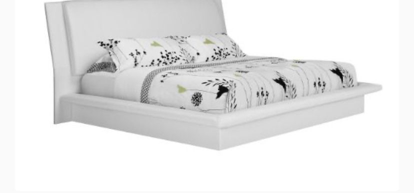 King Bed White Leather