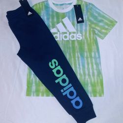 Adidas Boys Youth 2pc Jogger Bottoms & Tee Set- 6y 