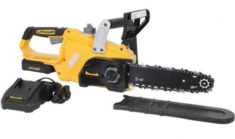 ZEGJAW Cordless Chainsaw 10-Inch Brushless Chain Saw With 20V Rechargeable Batteries And Charger For Wood Cutting Tree Branches Shears Pruning Househo