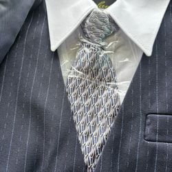 Boys 5pc Suit New Size 6 Blue Pinstripe 