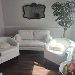 BRAND NEW White Sofa Chair Set Including Pillows.