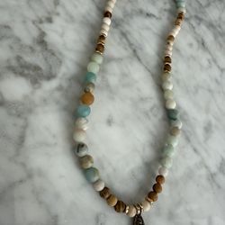 Matte Amazonite & White Stone Boho Layering Bracelet