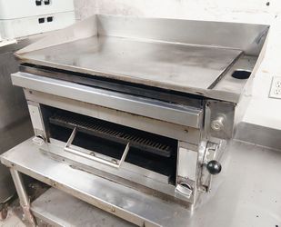 Cecilware gas flat top griddle with cheese melter broiler salamander