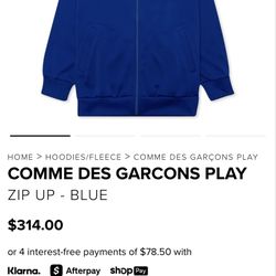 Comme des Garçons Play Zip Hoodie – Blue – Size XL