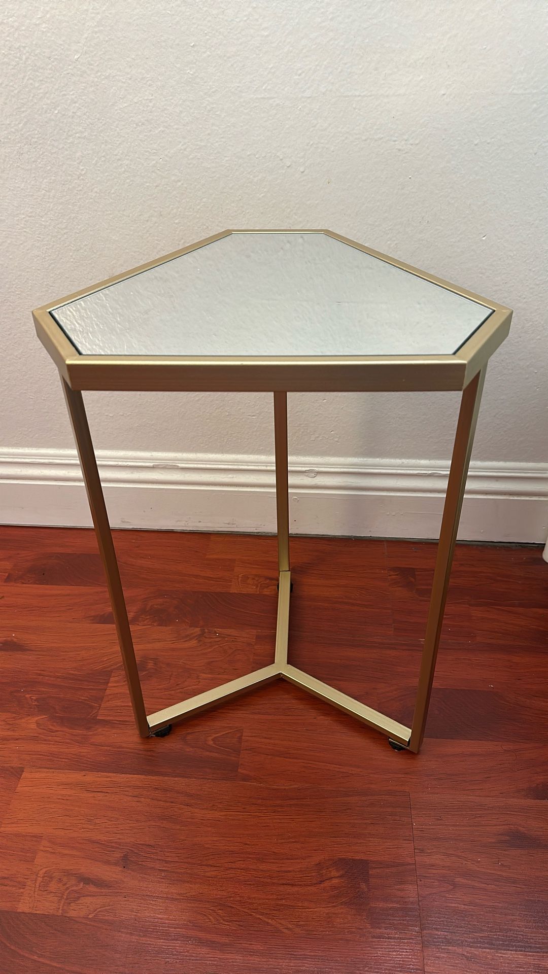 Triangle Mirror Inlay Accent Table