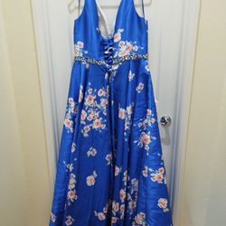 Dress Blue With Flowers