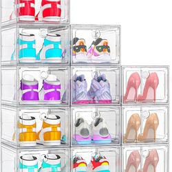 Pack of 12 Upgraded, Sturdier Shoe Organizers — Shoe Storage with  Front Door — Space-Saving