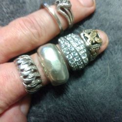 Sterling Silver Rings And One Black Hills Gold