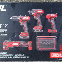 Power Tool Bundle Drill, Impact, Multitool, Speaker, Light Batteries