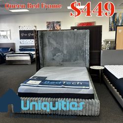 Queen Platform Corduroy Bed Frame 