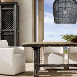 Restoration Hardware Kasar 96” Dining Table And Bench 