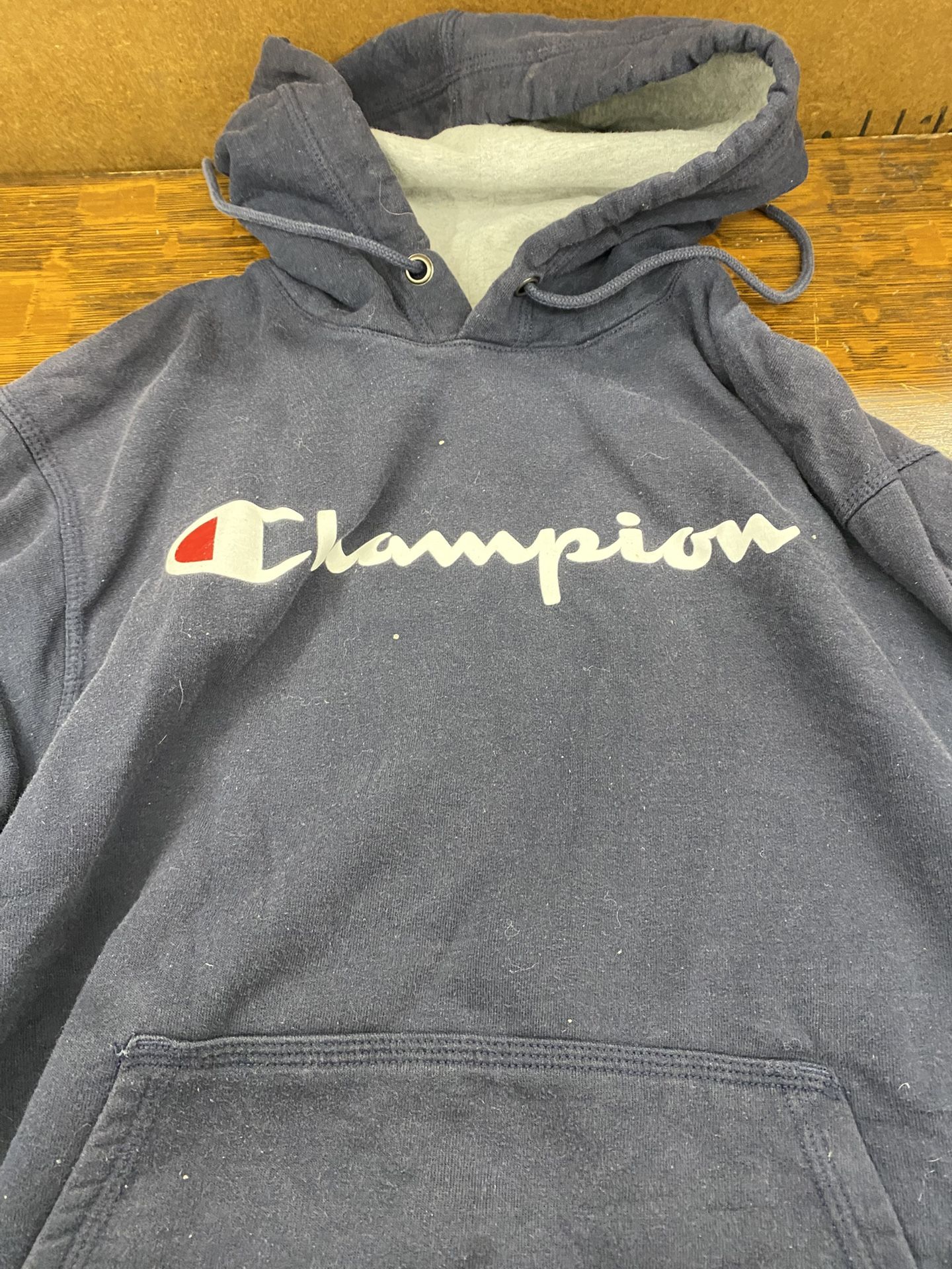 S champion blue hoodie