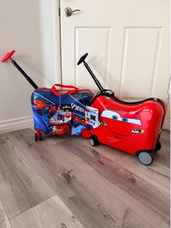 Ride-on luggage for kids travel Spider-Man & Cars Lightning McQueen new with tags
