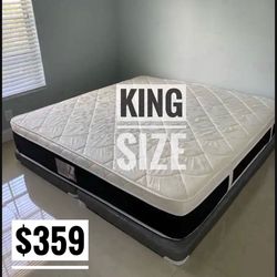 NEW Mattress King Size Plush Pillowtop With Box Spring // Offer  🚚