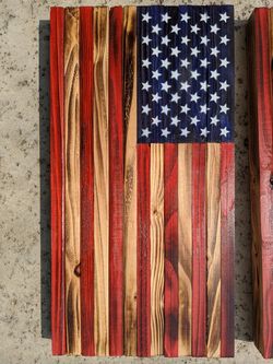 Custom hand made wood flags