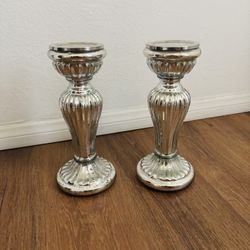 K&K Interiors ribbed mercury glass pillar candleholder