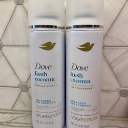 Dove Advanced Repairing Dry Shampoo, Fresh Coconut, 5 oz. New/unopened.