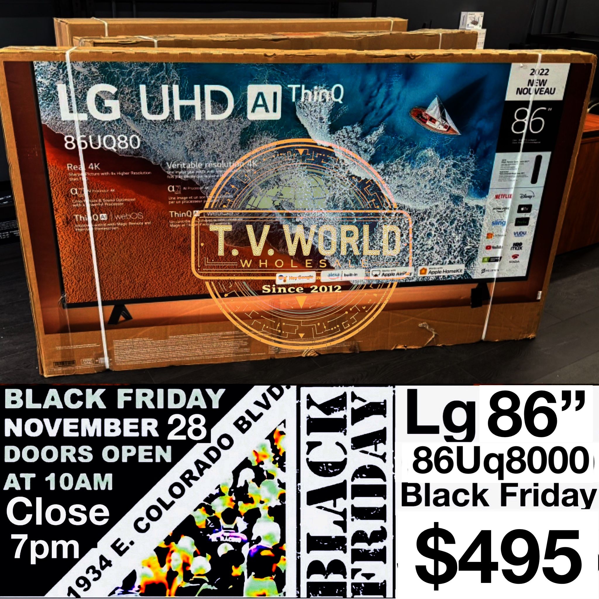 86 INCH LG UHD UQ80000 SMART 4k TVS AI THIN Q BLACK FRIDAY TV SALE 