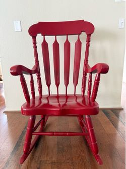 Vintage-Style Red Spindle Rocking Chair