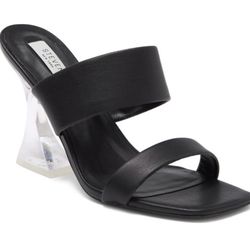 *NIB* Steven New York Black Brinne Clear Lucite Strappy Sandal Size 7.5