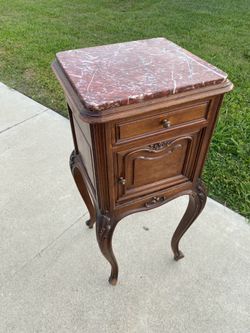 19th Century French Louis XV Walnut? Marble Top Nightstand or side table
