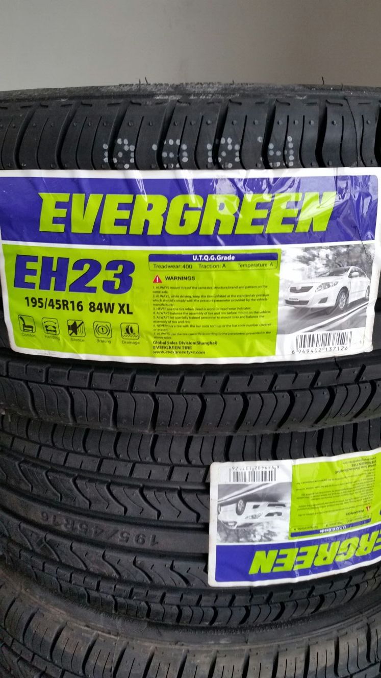 Brand new 195/45/16 EVERGREEN TIRES