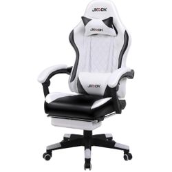 J273-JKOOK JK06 Gaming Chair with Ottoman, Reclining, Interlocking Armrest, Office Chair, Desk Chair, Height Adjustment, Study Chair, Computer Chair, 