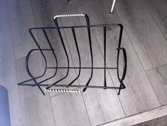 MCM Wire Magazine Rack 1950’s / 1960’s Vintage Black Iron With Laced Handles