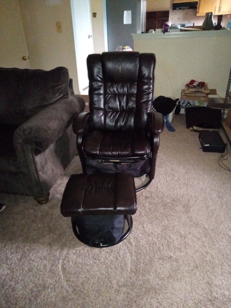 Faux Leather Rocker With Ottoman 