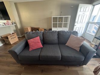 Gray 3-Seat Fabric Sofa& Love Seat