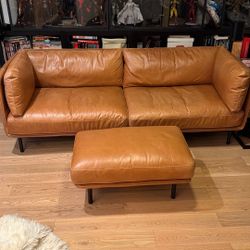 Like New Crate And Barrel Wells 84” Sofa and Ottoman