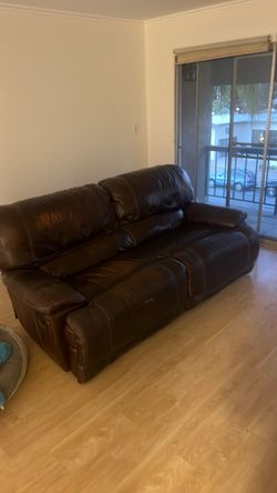 Premium reclining leather brown couch free
