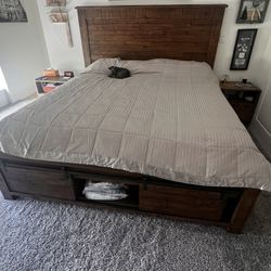 King Size Wooden Bed Frame With Storage 