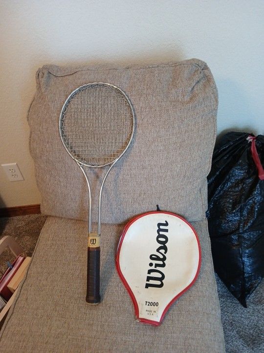 Vintage 1870 Wilson T2000 Tennis Raquet With Cover