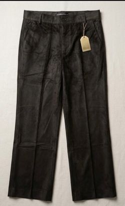 Dark Brown Suede-Look Dress Trousers