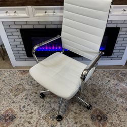 White and chrome modern office chair 