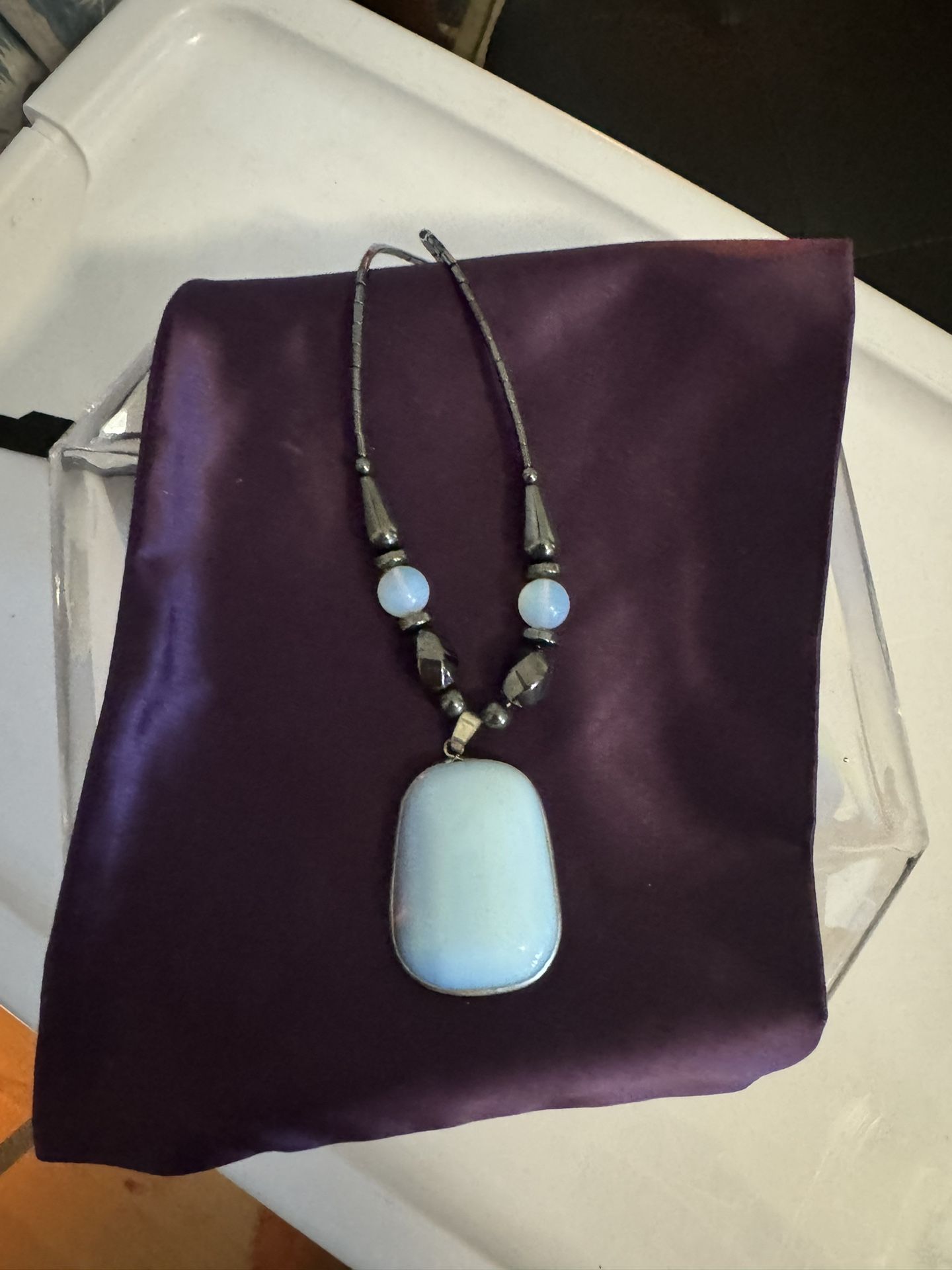 Moon Stone And Hematite Necklace