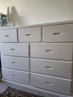 9 Drawer White Solid Pine Wood Wardrobe