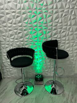 Set of 2 or 4 Black/Gray Velvet Adjustable Bar Stools