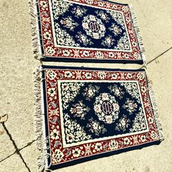 2 Woolen Beautiful Nevy Blue Color Rug Both $20