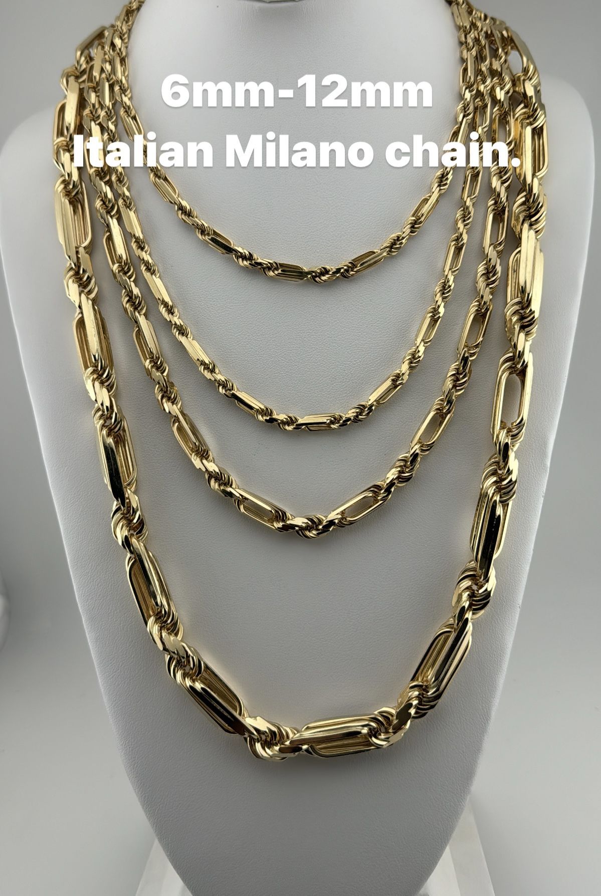14K Yellow gold true italian Milano chain. brand new in stock.