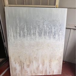 Large Abstract painting metallic neutrals gold gray accent piece