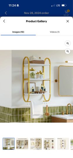 3-tier white gold Rack for hanging storage