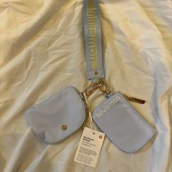 Lululemon Light Blue Dual Pouch Wristlet Brand New