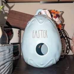 Rae Dunn Babe Blue Easter Egg Shaped Birdhouse