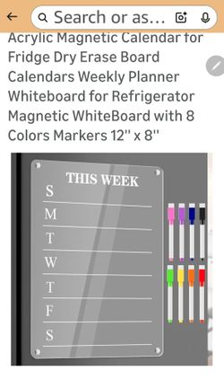 2 piece magnetic calender set with 6 black markers & eraser