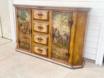 Gorgeous Vintage Antique French Country Farmhouse 63” Sideboard Buffet Credenza w/ Keys