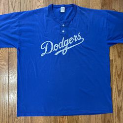 Los Angeles Dodgers Russell Athletic 1/4 Button-Up T-Shirt Size 2XL