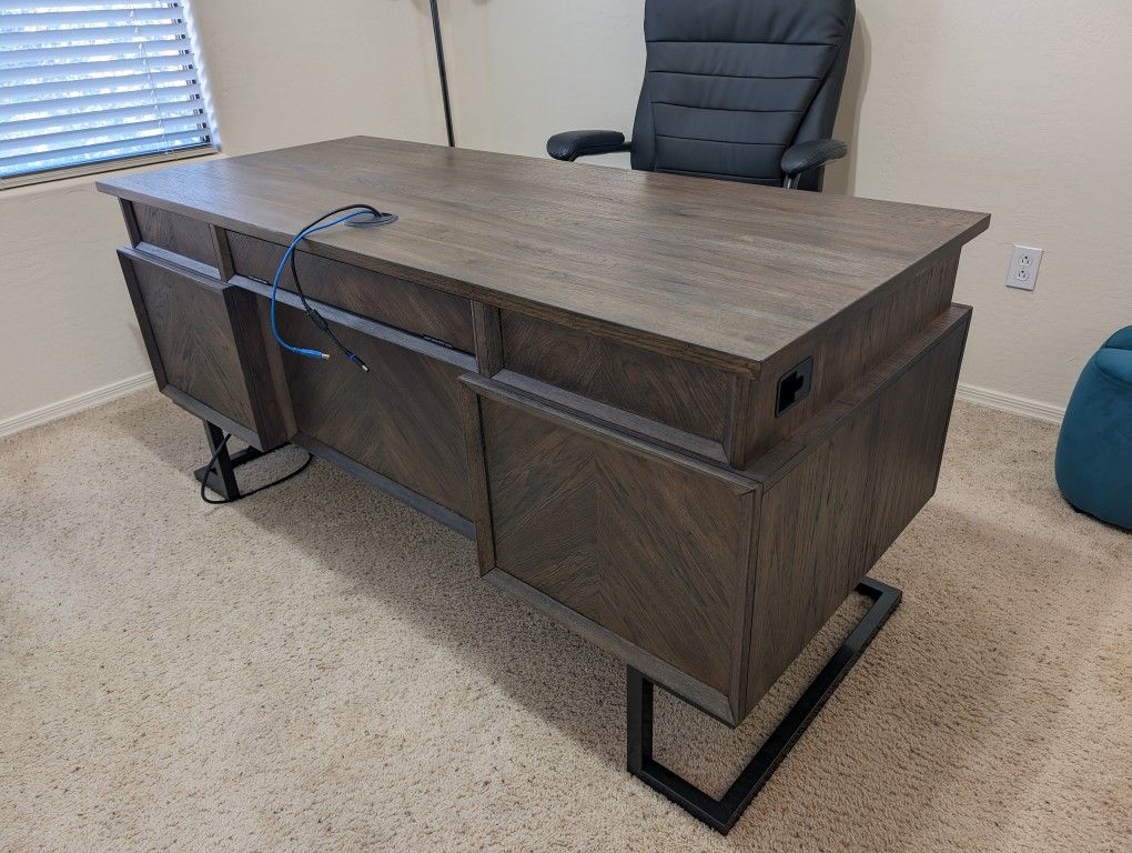 Desk, Matching File Cabinet, Desk Chair And Runner